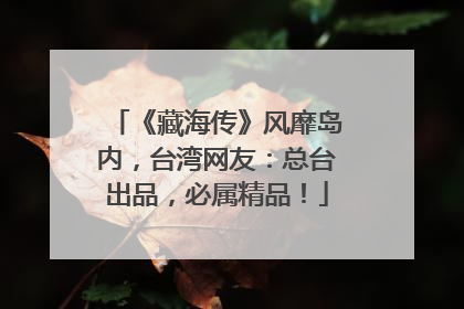 《藏海传》风靡岛内，台湾网友：总台出品，必属精品！