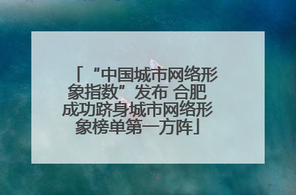 “中国城市网络形象指数”发布 合肥成功跻身城市网络形象榜单第一方阵