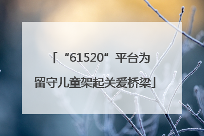 “61520”平台为留守儿童架起关爱桥梁