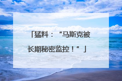 猛料：“马斯克被长期秘密监控！”