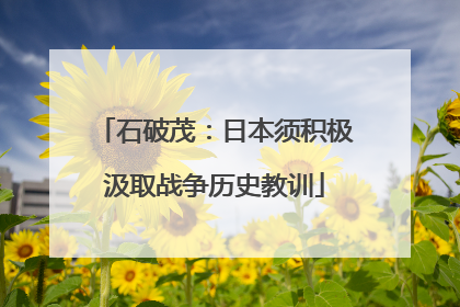 石破茂：日本须积极汲取战争历史教训