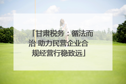 甘肃税务：循法而治 助力民营企业合规经营行稳致远