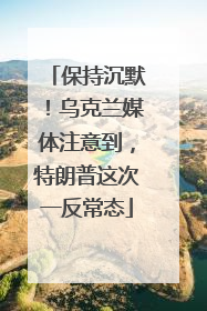 保持沉默！乌克兰媒体注意到，特朗普这次一反常态