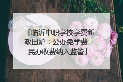 临沂中职学校学费新政出炉：公办免学费 民办收费纳入监管