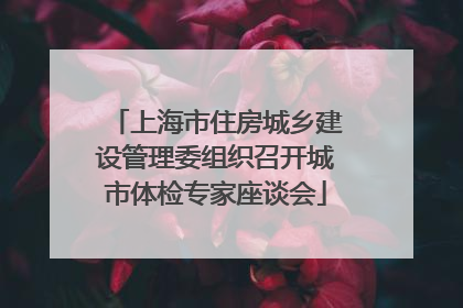 上海市住房城乡建设管理委组织召开城市体检专家座谈会