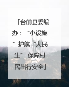 台前县委编办：“小设施”护航“大民生” 保障村民出行安全