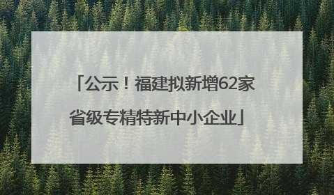 公示！福建拟新增62家省级专精特新中小企业
