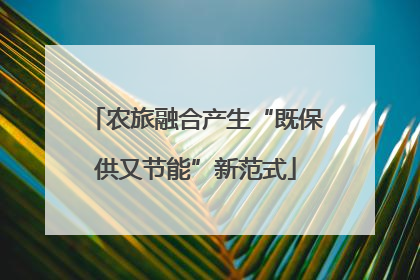 农旅融合产生“既保供又节能”新范式