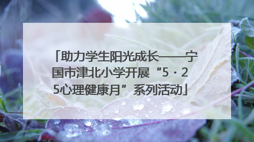 助力学生阳光成长——宁国市津北小学开展“5・25心理健康月”系列活动