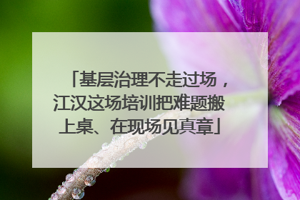 基层治理不走过场，江汉这场培训把难题搬上桌、在现场见真章