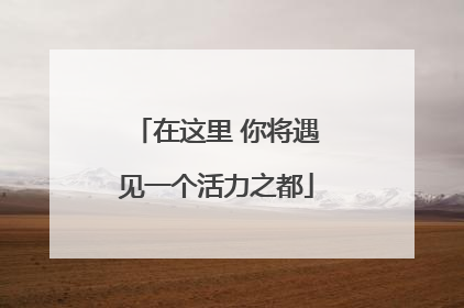 在这里 你将遇见一个活力之都