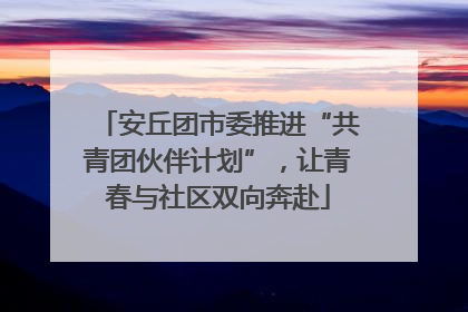 安丘团市委推进“共青团伙伴计划”，让青春与社区双向奔赴