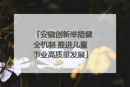 安徽创新举措健全机制 推进儿童事业高质量发展