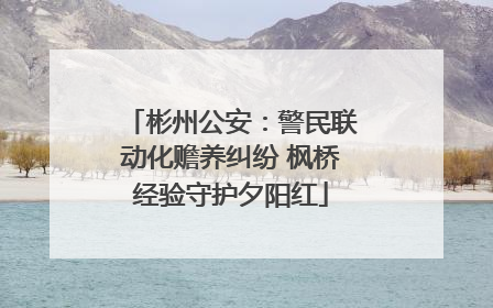 彬州公安：警民联动化赡养纠纷 枫桥经验守护夕阳红