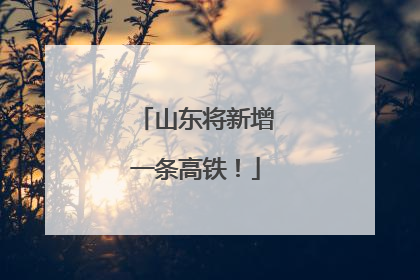 山东将新增一条高铁！