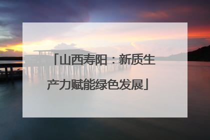 山西寿阳：新质生产力赋能绿色发展