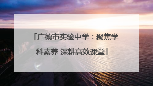 广德市实验中学：聚焦学科素养 深耕高效课堂