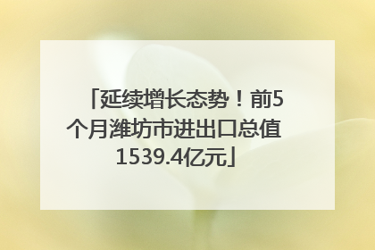 延续增长态势！前5个月潍坊市进出口总值1539.4亿元