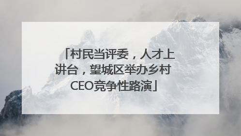 村民当评委，人才上讲台，望城区举办乡村CEO竞争性路演