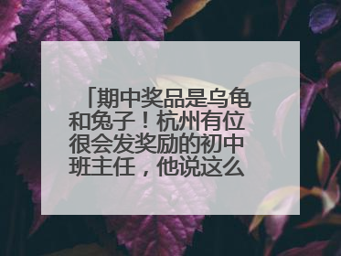 期中奖品是乌龟和兔子！杭州有位很会发奖励的初中班主任，他说这么做很值