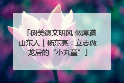 树美德文明风 做厚道山东人｜杨东亮：立志做龙居的“小丸童”