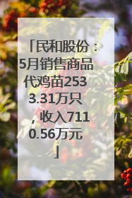 民和股份：5月销售商品代鸡苗2533.31万只，收入7110.56万元