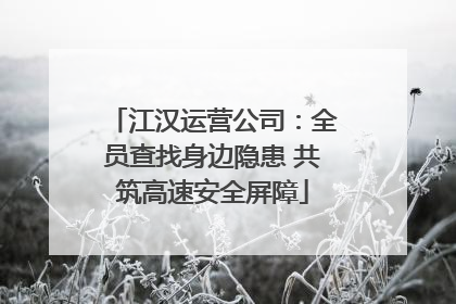 江汉运营公司：全员查找身边隐患 共筑高速安全屏障