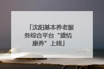 沈阳基本养老服务综合平台“盛情康养”上线