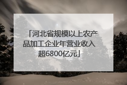 河北省规模以上农产品加工企业年营业收入超6800亿元