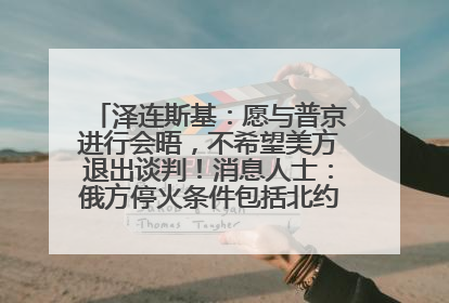 泽连斯基：愿与普京进行会晤，不希望美方退出谈判！消息人士：俄方停火条件包括北约“书面”保证不东扩