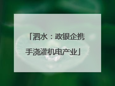 泗水：政银企携手浇灌机电产业