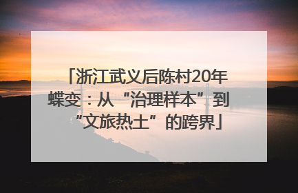 浙江武义后陈村20年蝶变：从“治理样本”到“文旅热土”的跨界