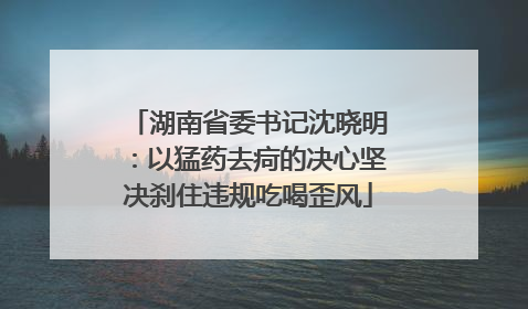 湖南省委书记沈晓明：以猛药去疴的决心坚决刹住违规吃喝歪风