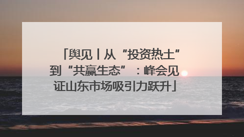 舆见丨从“投资热土”到“共赢生态”：峰会见证山东市场吸引力跃升
