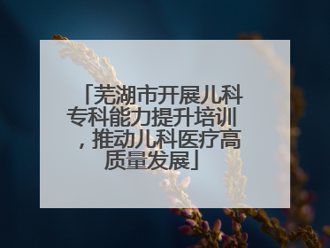 芜湖市开展儿科专科能力提升培训，推动儿科医疗高质量发展