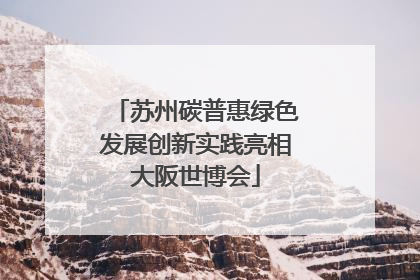 苏州碳普惠绿色发展创新实践亮相大阪世博会