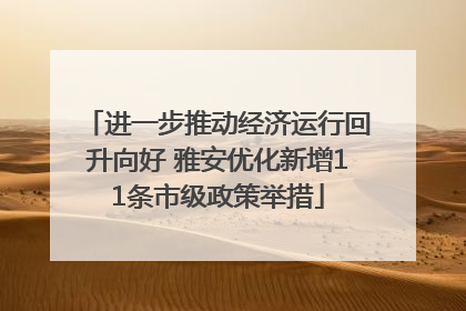 进一步推动经济运行回升向好 雅安优化新增11条市级政策举措