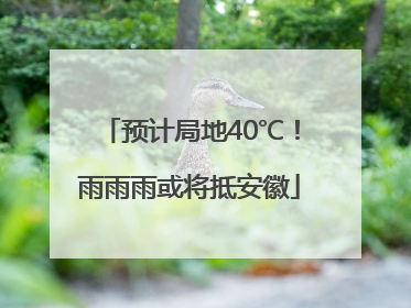 预计局地40℃！雨雨雨或将抵安徽