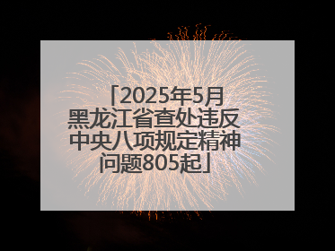 2025年5月黑龙江省查处违反中央八项规定精神问题805起
