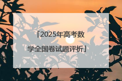 2025年高考数学全国卷试题评析