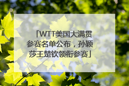 WTT美国大满贯参赛名单公布，孙颖莎王楚钦领衔参赛
